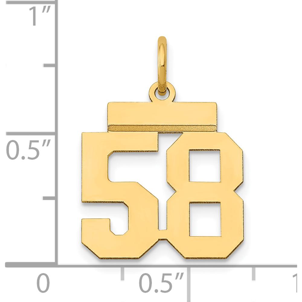 14K Yellow Gold Small Polished Number 58 Charm by Oro Pregiato