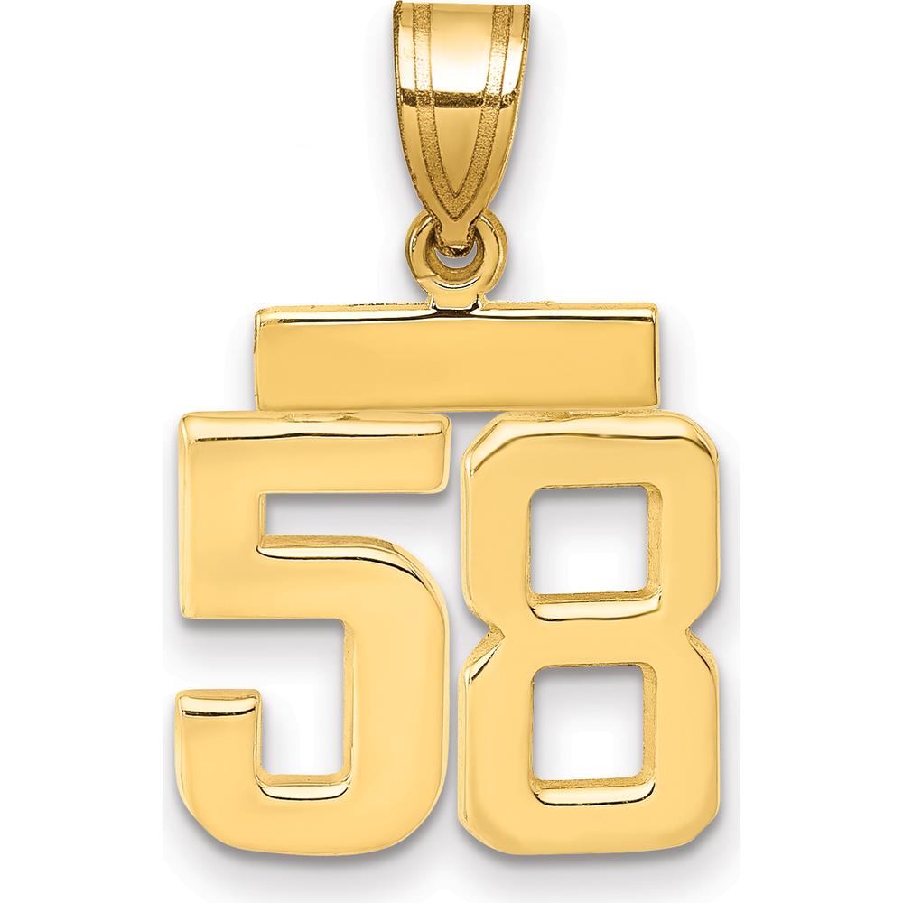 14K Yellow Gold Small Polished Number 58 Charm - Personalizable Pendant for Meaningful Milestones by 0