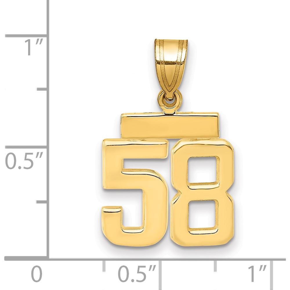 14K Yellow Gold Small Polished Number 58 Charm - Personalizable Pendant for Meaningful Milestones by 0