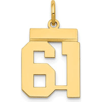 14K Yellow Gold Small Polished Number 61 Charm - Laser Cut Design by Oro Pregiato