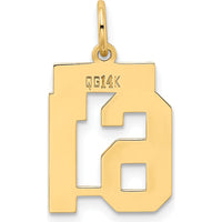 14K Yellow Gold Small Polished Number 61 Charm - Laser Cut Design by Oro Pregiato