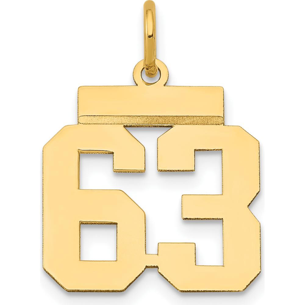 14K Yellow Gold Small Polished Number 63 Charm by Oro Pregiato