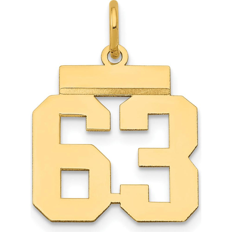 14K Yellow Gold Small Polished Number 63 Charm by Oro Pregiato