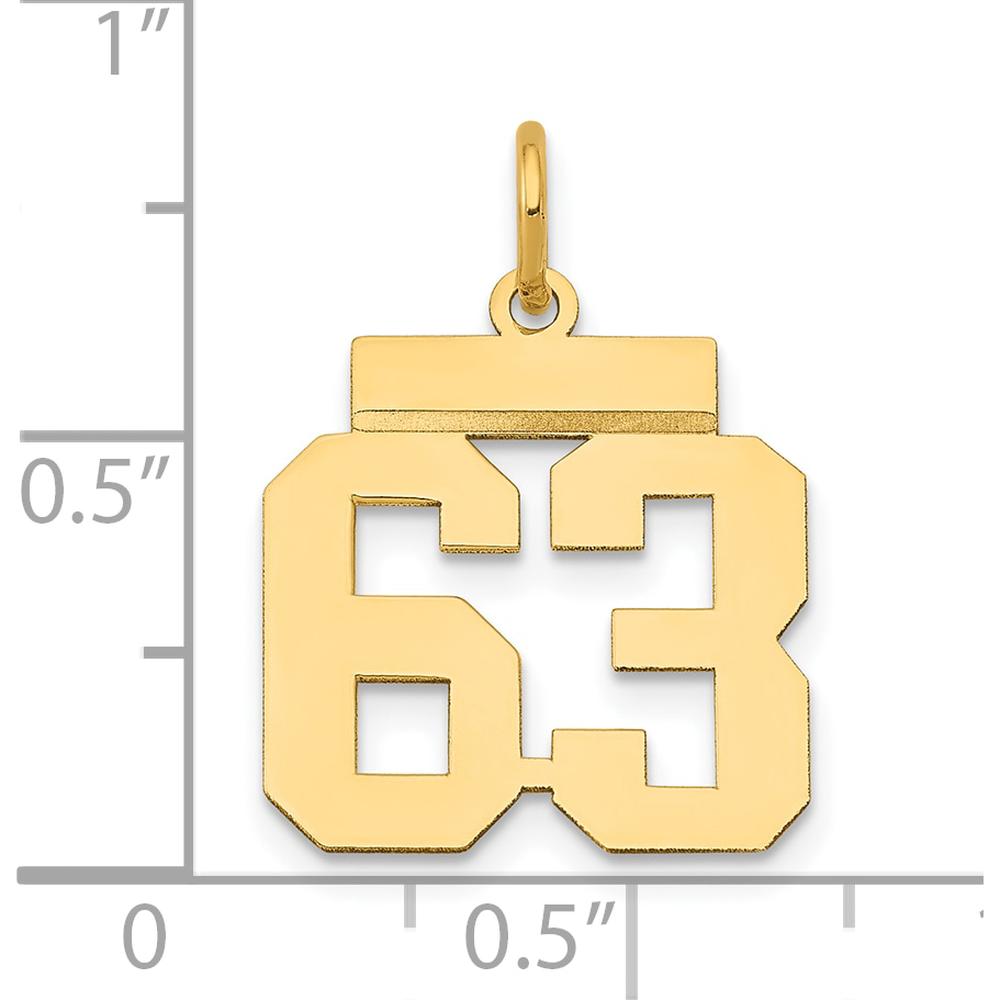 14K Yellow Gold Small Polished Number 63 Charm by Oro Pregiato