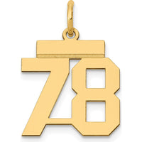 14K Yellow Gold Small Polished Number 78 Charm by Oro Pregiato