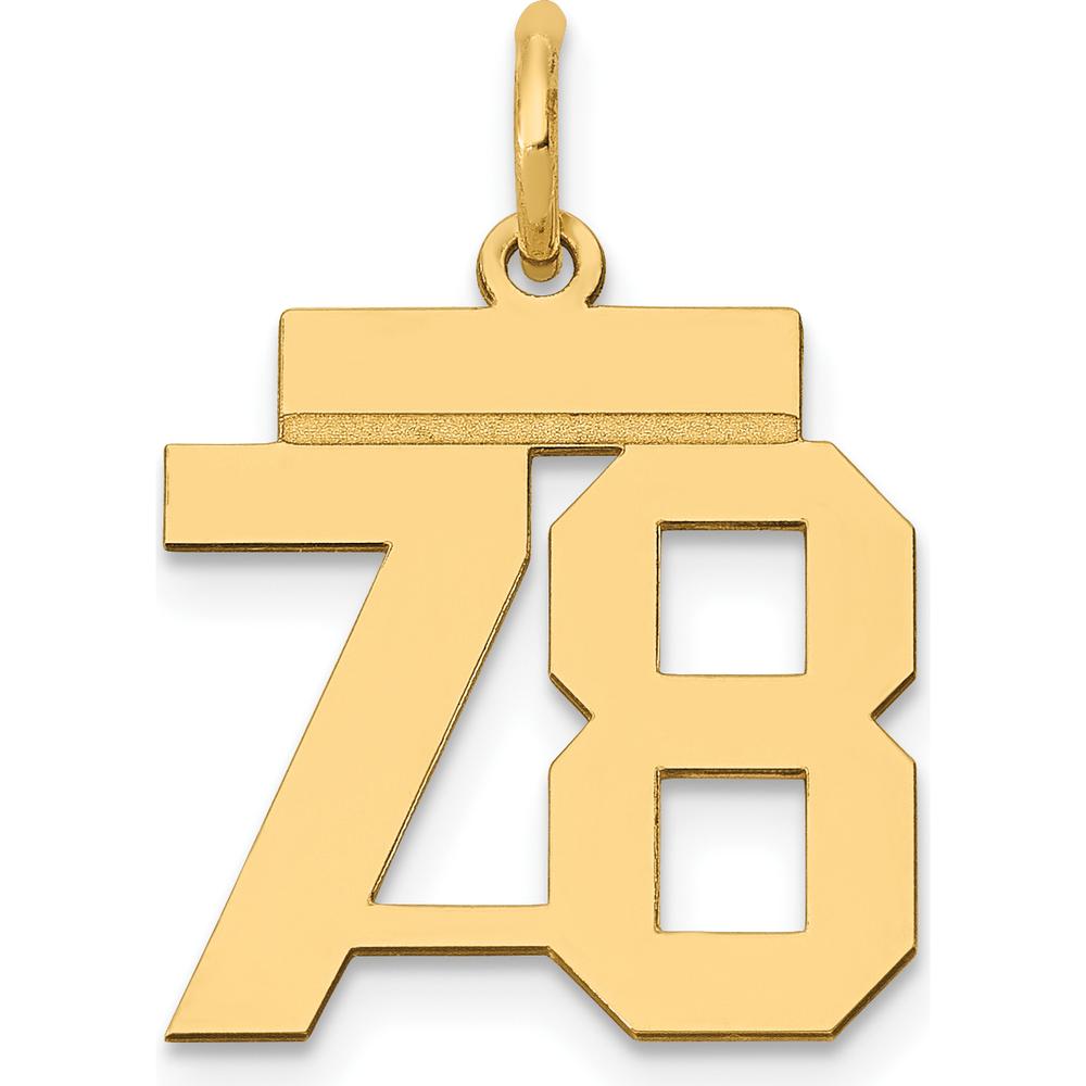 14K Yellow Gold Small Polished Number 78 Charm by Oro Pregiato