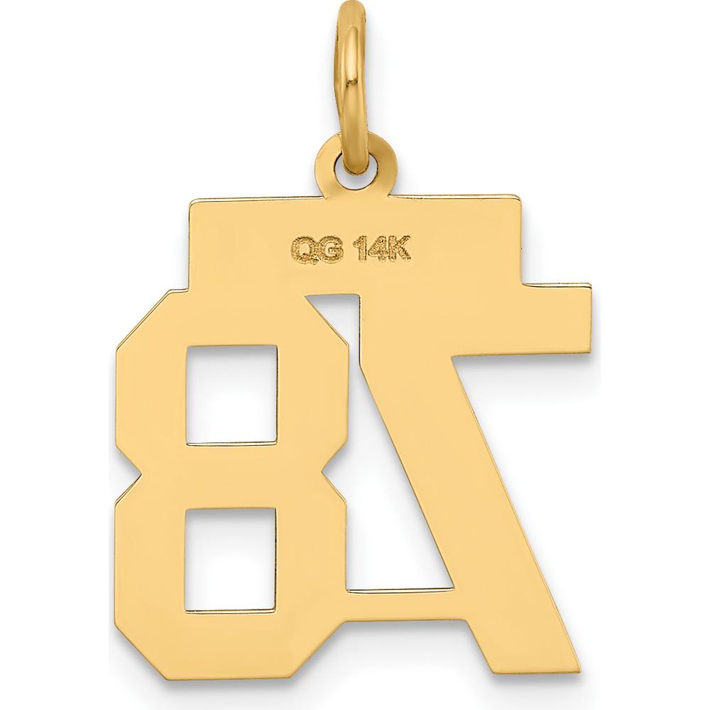 14K Yellow Gold Small Polished Number 78 Charm by Oro Pregiato