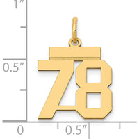 14K Yellow Gold Small Polished Number 78 Charm by Oro Pregiato