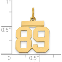 14K Yellow Gold Small Polished Number 89 Charm by Oro Pregiato