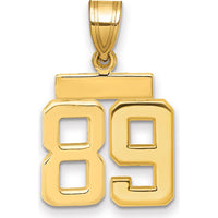14K Yellow Gold Small Polished Number 89 Charm - Unique Pendant by 0