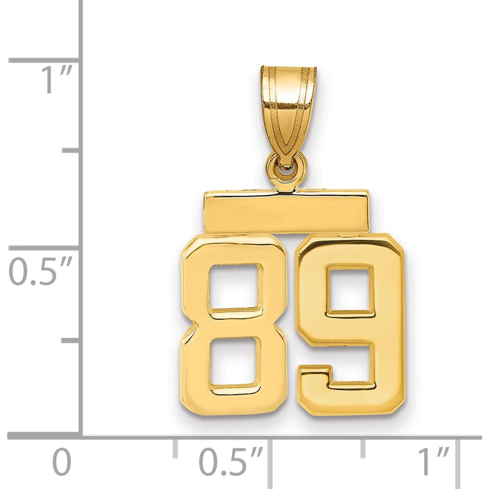 14K Yellow Gold Small Polished Number 89 Charm - Unique Pendant by 0