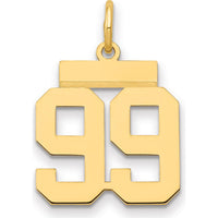 14K Yellow Gold Small Polished Number 99 Charm by Oro Pregiato