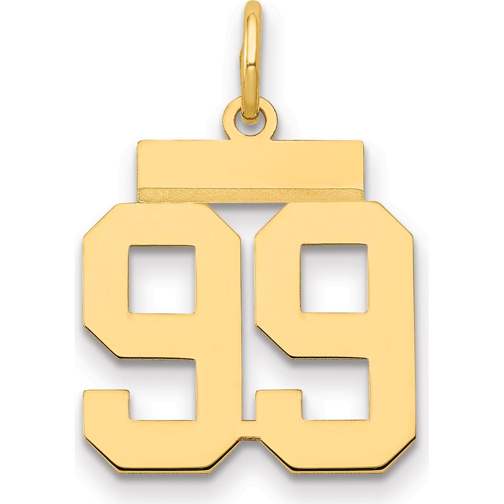 14K Yellow Gold Small Polished Number 99 Charm by Oro Pregiato