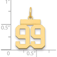 14K Yellow Gold Small Polished Number 99 Charm by Oro Pregiato