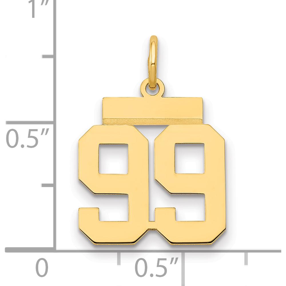 14K Yellow Gold Small Polished Number 99 Charm by Oro Pregiato