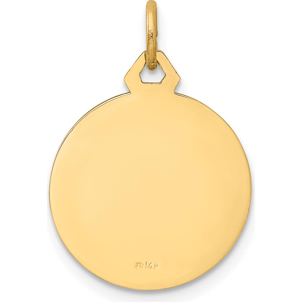 14K Yellow Gold Small Round Jesus Medal Pendant - Polished and Satin Finish by Oro Pregiato