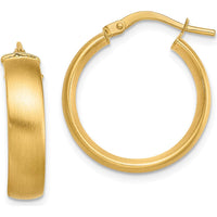 14K Yellow Gold Small Satin Hoop Earrings - 5mm Width by 0
