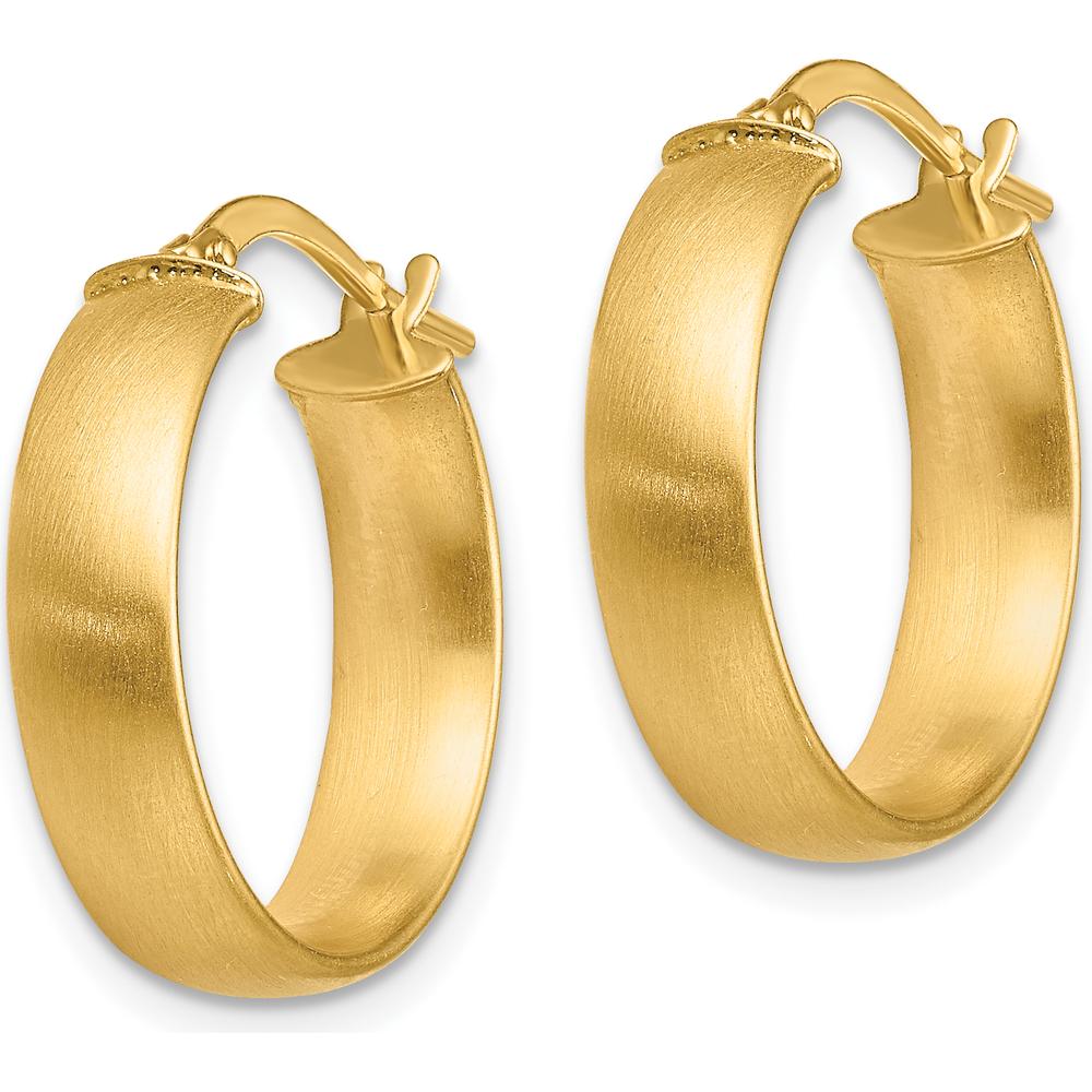 14K Yellow Gold Small Satin Hoop Earrings - 5mm Width by 0