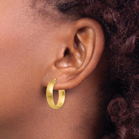 14K Yellow Gold Small Satin Hoop Earrings - 5mm Width by 0
