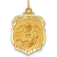 14K Yellow Gold Small St. Michael Medal Badge Pendant - 20.5mm by Oro Pregiato