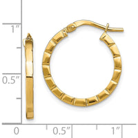 14K Yellow Gold Small Striped Hoop Earrings - 21mm Length by 0
