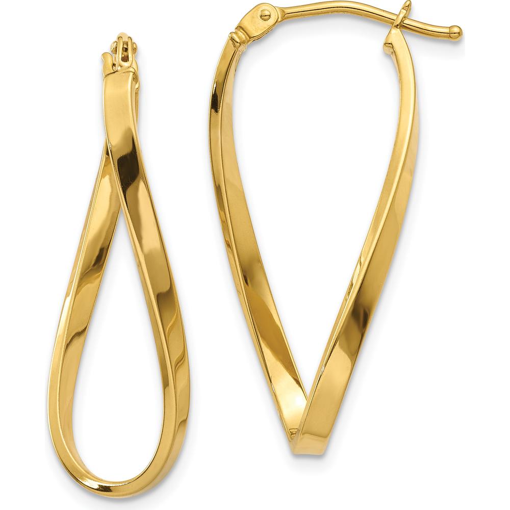 14K Yellow Gold Small Twisted Hoop Earrings - Polished Finish by Oro Pregiato
