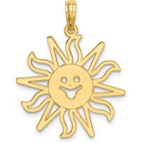 14K Yellow Gold Smiling Sun Charm - 27.5mm Length by Oro Pregiato