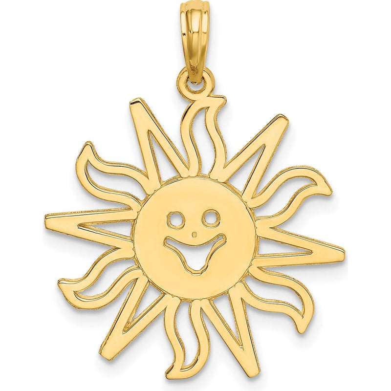 14K Yellow Gold Smiling Sun Charm - 27.5mm Length by Oro Pregiato