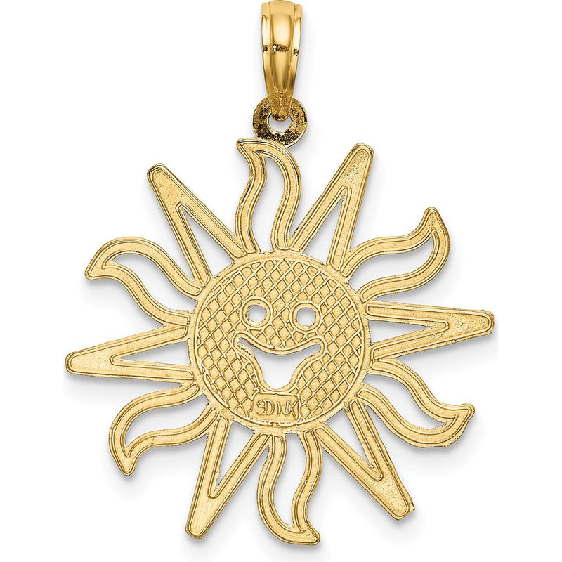 14K Yellow Gold Smiling Sun Charm - 27.5mm Length by Oro Pregiato