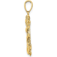 14K Yellow Gold Smiling Sun Pendant Charm - Radiant Design by Oro Pregiato