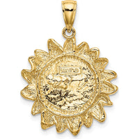 14K Yellow Gold Smiling Sun Pendant Charm - Radiant Design by Oro Pregiato