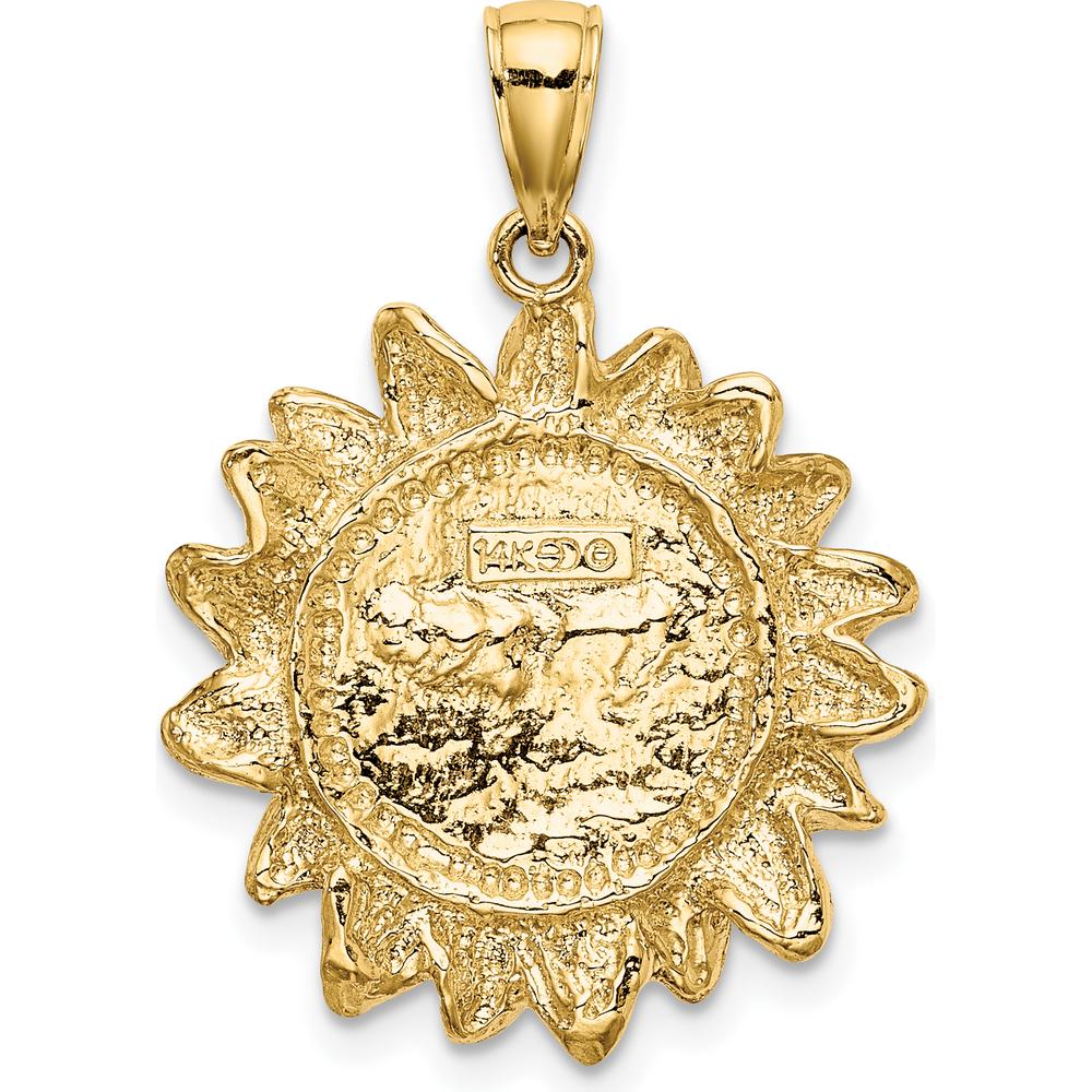 14K Yellow Gold Smiling Sun Pendant Charm - Radiant Design by Oro Pregiato