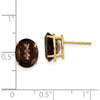 14K Yellow Gold Smoky Quartz Oval Stud Earrings - 2.40 Carat Total Gem Weight by Monteluci Fine Jewelry