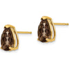 14K Yellow Gold Smoky Quartz Pear Shape Stud Earrings - 1.72 Carat Total Gemstone Weight by Monteluci Fine Jewelry