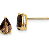 14K Yellow Gold Smoky Quartz Pear-Shaped Stud Earrings with Checkerboard Cut - 0.63 Carat Total Gemstone Weight by Monteluci Fine Jewelry