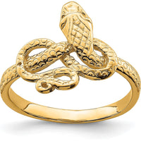 14K Yellow Gold Snake Ring with Polished Finish - Symbolic Serpent Design by Oro Pregiato