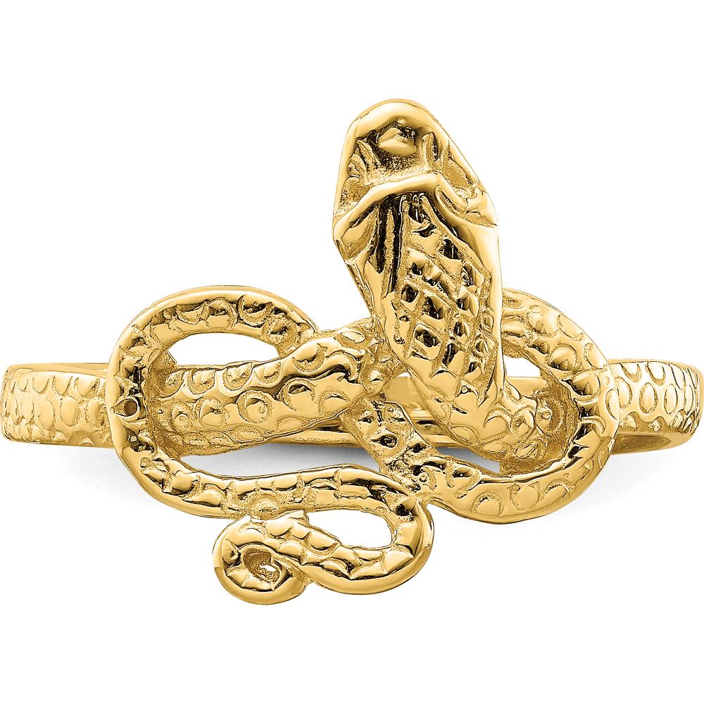 14K Yellow Gold Snake Ring with Polished Finish - Symbolic Serpent Design by Oro Pregiato