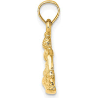 14K Yellow Gold Snowboarder Charm Pendant with Textured Finish - 12.6mm Length by Oro Pregiato