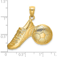 14K Yellow Gold Soccer Ball and Shoe Charm - Polished Finish, 16.7mm Length, 29.5mm Width by Oro Pregiato