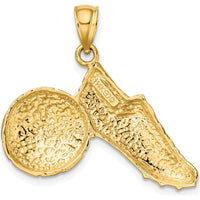 14K Yellow Gold Soccer Ball and Shoe Charm - Polished Finish, 16.7mm Length, 29.5mm Width by Oro Pregiato