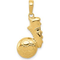 14K Yellow Gold Soccer Ball and Shoe Pendant - Textured Polished Design by Oro Pregiato