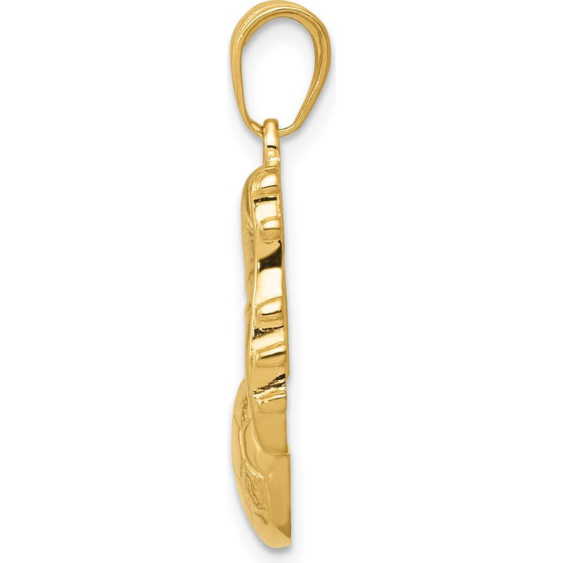 14K Yellow Gold Soccer Ball and Shoe Pendant - Textured Polished Design by Oro Pregiato