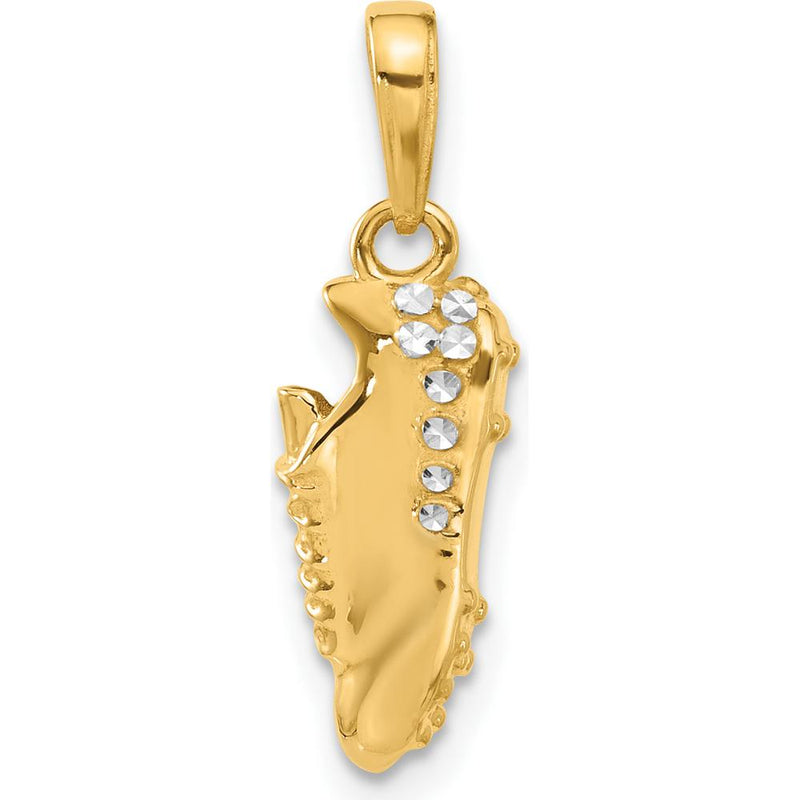 14K Yellow Gold Soccer Cleat Pendant with White Rhodium Diamond-Cut Detailing by Oro Pregiato