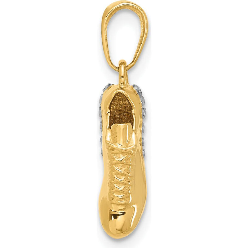 14K Yellow Gold Soccer Cleat Pendant with White Rhodium Diamond-Cut Detailing by Oro Pregiato