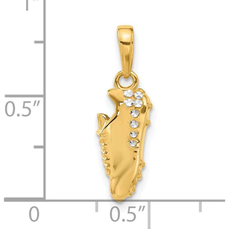 14K Yellow Gold Soccer Cleat Pendant with White Rhodium Diamond-Cut Detailing by Oro Pregiato