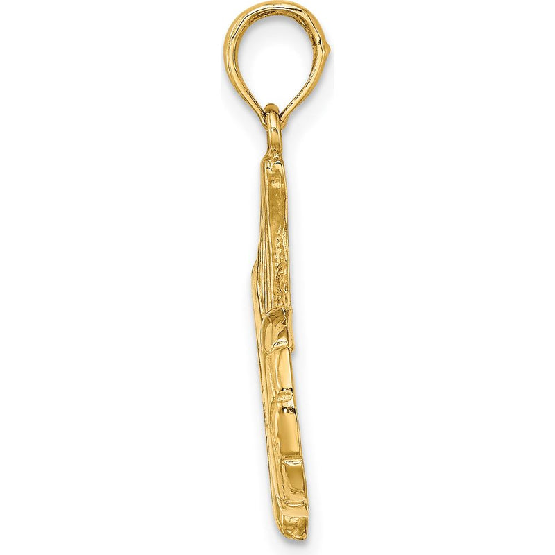 14K Yellow Gold Soccer Shoe Kicking Ball Pendant Charm - Polished Finish by Oro Pregiato