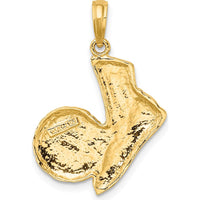 14K Yellow Gold Soccer Shoe Kicking Ball Pendant Charm - Polished Finish by Oro Pregiato