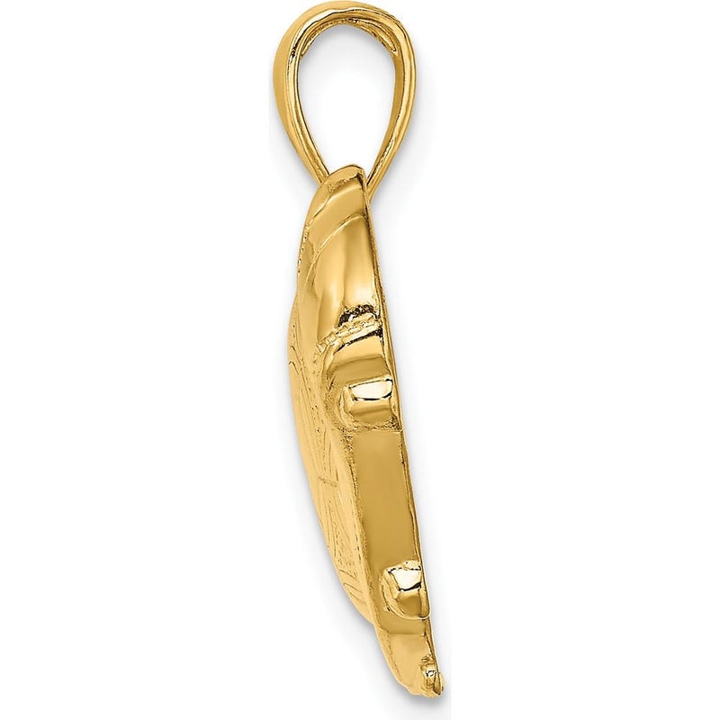 14K Yellow Gold Soccer Shoe Kicking Ball Pendant Charm - Textured Sports Jewelry by Oro Pregiato