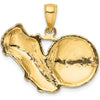 14K Yellow Gold Soccer Shoe Kicking Ball Pendant Charm - Textured Sports Jewelry by Oro Pregiato