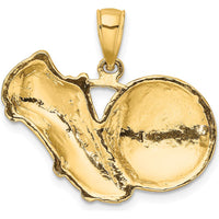 14K Yellow Gold Soccer Shoe Kicking Ball Pendant Charm - Textured Sports Jewelry by Oro Pregiato